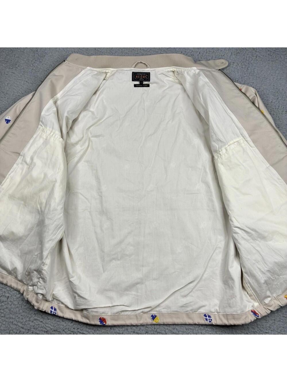 Beams Plus Nautical Embroidered Bomber Jacket Beige Japan Men’s Large - Picture 5 of 11